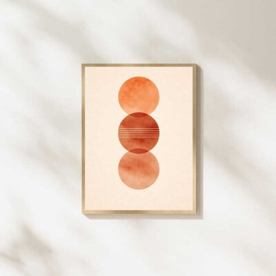 Boho Abstract Circle Wall Art Minimalist Terracotta Geometric Print