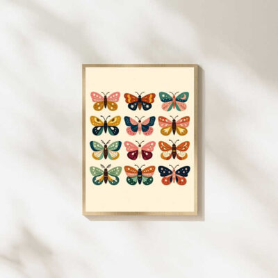 Boho Colorful Butterfly Collection Wall Art Print