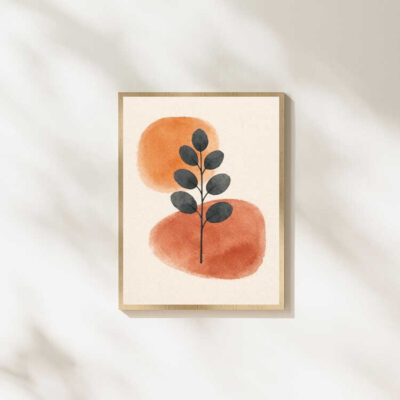 Boho Botanical Abstract Wall Art Minimalist Leaf Print