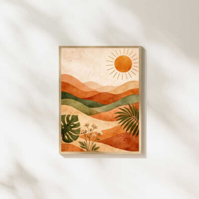 Boho Desert Landscape Tropical Wall Art Print