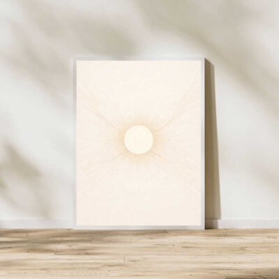 Minimalist Boho Sunburst Wall Art Print Framed