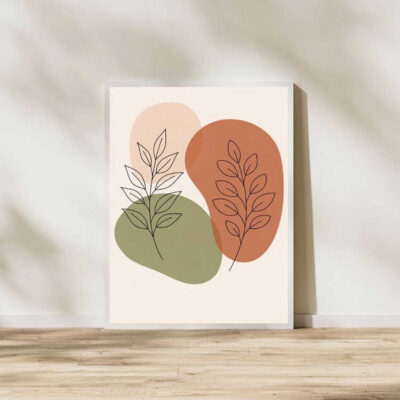 Minimalist Boho Botanical Line Art Wall Print Framed